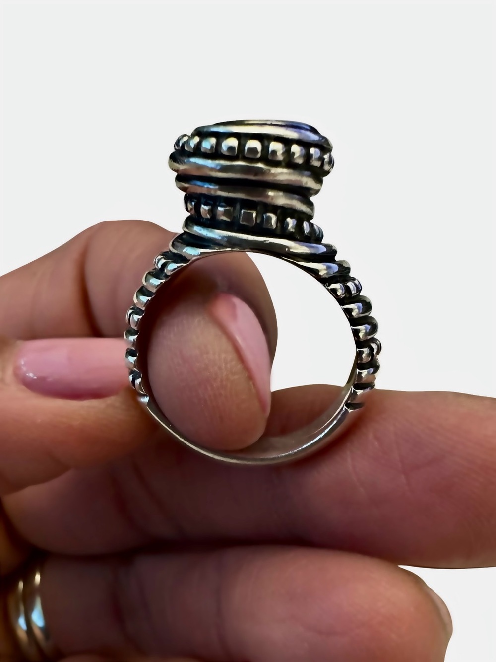 Rare Retired James Avery African Beaded Swirl Ring Sterling Silver 925 Size 6 - Picture 3 of 7